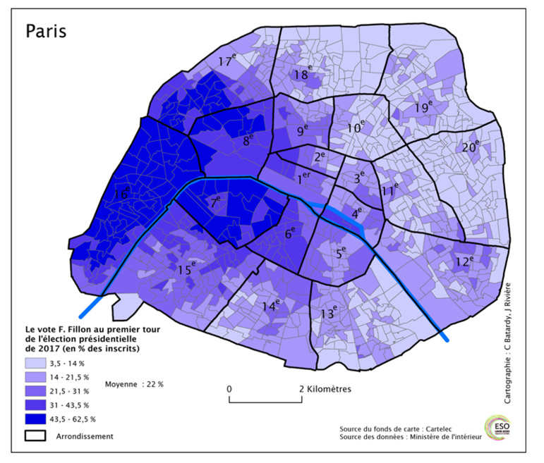 Figure 4 : Le vote Fillon au 1er tour de la présidentielle 2017 (Agrikoliansky, 2017)