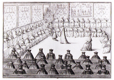 Anonyme, <em>Lite de justice du 15 mai 1610</em>, 1610 (?), Paris, Bibliothèque Nationale de France, gravure (Repr.: Philippe Lorentz, <em>La Crucifixion du Parlement de Paris</em>, Paris, RMN, 2004, p13.)