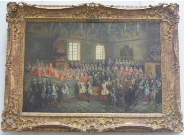 Nicolas Lancret, <em>Le lit de justice à la majorité de Louis XV</em>, 1723, Paris, Musée du Louvre, huile sur toile