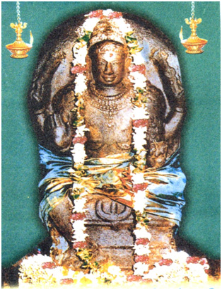 Fig. 5 - Représentation de la Lune: Chandra, temple Thingalur près de Kumbakonam.