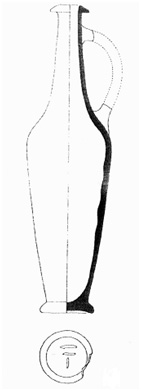 <em>Spindle Bottle Red Lustrous Wheel-made Ware</em> retrouvée à Porsuk, extrait de Dupré S., <em>Porsuk  I, la céramique de l’Age du Bronze et de l’Age du Fer</em>, ERC, Paris, 1983,   p. 178, n°247