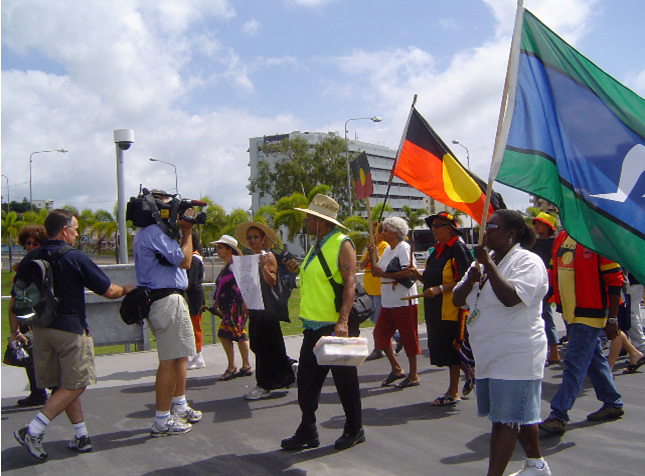 Manifestation de soutien à Palm Island, Townsville, Australie, décembre 2004