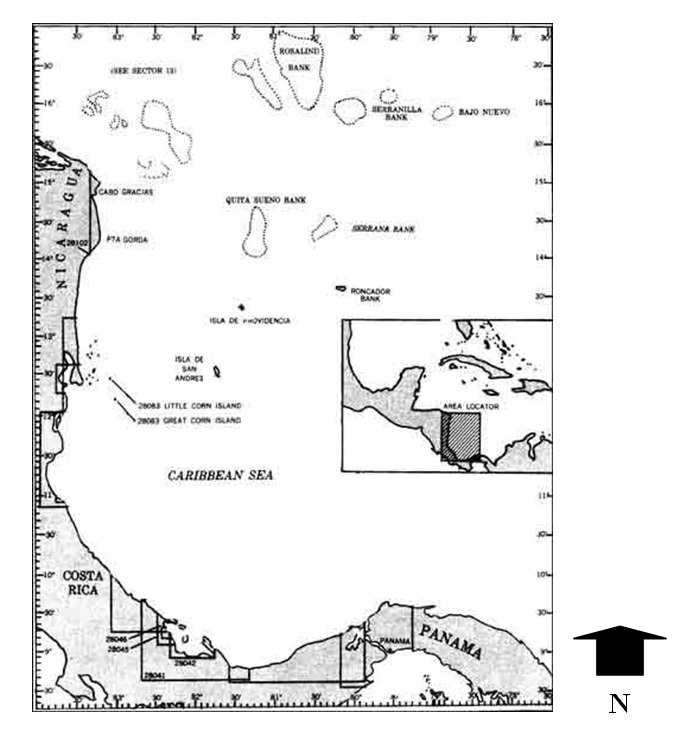 Carte N°1. Localisation de l'Archipel de San Andrès, Providencia et Santa Catalina dans la mer Caraïbe, source : [Ratter, 2001, p.94]
