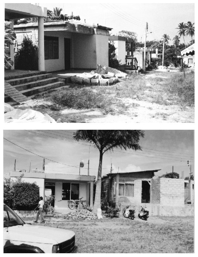 Photos No. 2 et 3. Exemples de constructions continentales dans le quartier « Ciudad Paraíso » sur l’île de San Andrés. Crédit photo : Gabriel González.