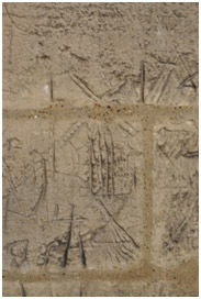 Figure 4 : Graffito représentant un moulin à vent à pivot  sur les murs de l’église Saint-Ouen de Therderonne.