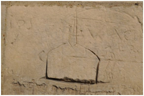 Figure 6 : Graffito représentant une église sur les murs de l’église Saint-Ouen de Therderonne.