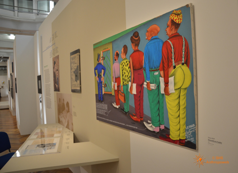 Exposition "Frontières" avec au premier plan, "Demandeurs d'asile', Check Ledy, 1994. Exposition "Frontières" avec au premier plan, "Demandeurs d'asile', Check Ledy, 1994.