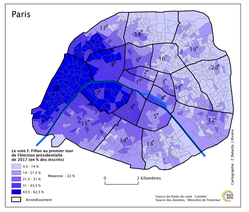 Figure 4 : Le vote Fillon au 1er tour de la présidentielle 2017 (Agrikoliansky, 2017)