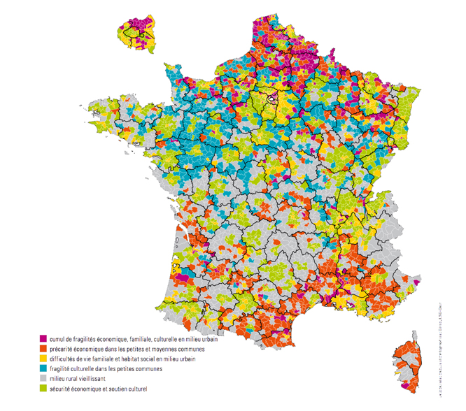 Figure 8 : Carte du risque d'échec scolaire (géographie de l'école, 2014)