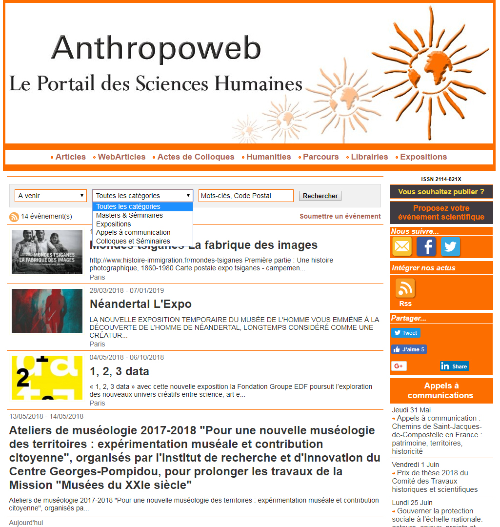 Nouveau : les agendas sont désormais gratuits sur Anthropoweb ! Nouveau : les agendas sont désormais gratuits sur Anthropoweb !